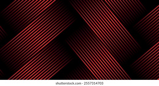 Abstract red background with glowing curve lines. Modern shiny red gradient geometric circle lines pattern. Futuristic concept. Suit for banner, brochure, poster, presentation
