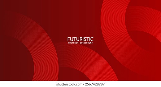 Abstract red background with glowing curve lines. Modern shiny red gradient geometric circle lines pattern. Futuristic concept. Suit for banner, brochure, poster, presentation, cover, website