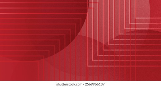 Abstract red background with glowing curve lines. Modern shiny red gradient geometric circle lines pattern.