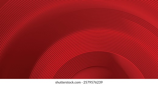 Abstract red background with glowing curve lines. Modern shiny red gradient geometric circle lines pattern. Futuristic concept. Suit for banner, brochure, poster, presentation, cover, website