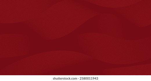 Abstract red background with glowing curve lines. Modern shiny red gradient geometric circle lines pattern. Futuristic concept. Suit for banner, brochure, poster, presentation