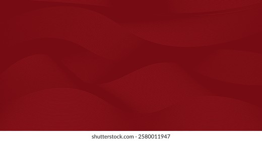 Abstract red background with glowing curve lines. Modern shiny red gradient geometric circle lines pattern. Futuristic concept. Suit for banner, brochure, poster, presentation