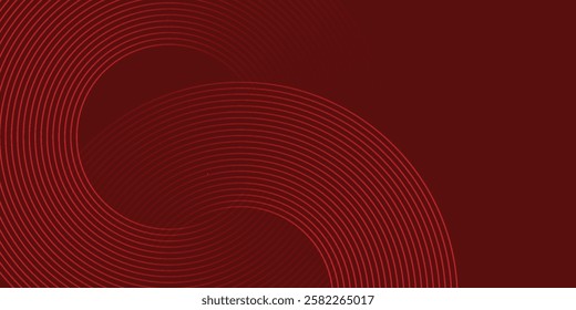 Abstract red background with glowing curve lines. Modern shiny red gradient geometric circle lines pattern. Futuristic concept. Suit for banner, brochure, poster, presentation, cover, website