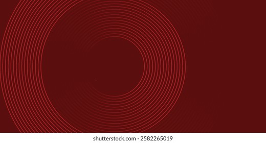 Abstract red background with glowing curve lines. Modern shiny red gradient geometric circle lines pattern. Futuristic concept. Suit for banner, brochure, poster, presentation, cover, website