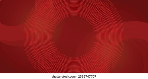 Abstract red background with glowing curve lines. Modern shiny red gradient geometric circle lines pattern. Futuristic concept. Suit for banner, brochure, poster, presentation, cover, website