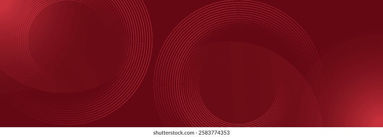 Abstract red background with glowing curve lines. Modern shiny red gradient geometric circle lines pattern. Futuristic concept. Suit for banner, brochure,