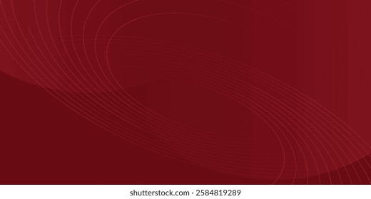 Abstract red background with glowing curve lines. Modern shiny red gradient geometric circle lines pattern. Futuristic concept. Suit for banner, brochure,