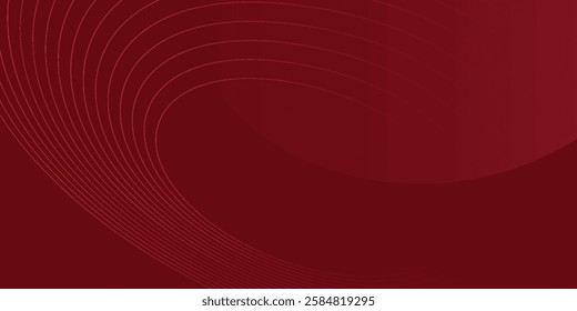 Abstract red background with glowing curve lines. Modern shiny red gradient geometric circle lines pattern. Futuristic concept. Suit for banner, brochure,