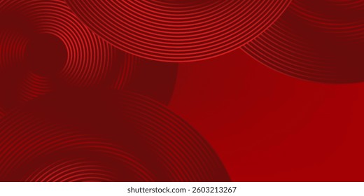 Abstract red background with glowing curve lines. Modern shiny red gradient geometric circle lines pattern. Futuristic concept. Suit for banner, brochure, poster, presentation, cover, website