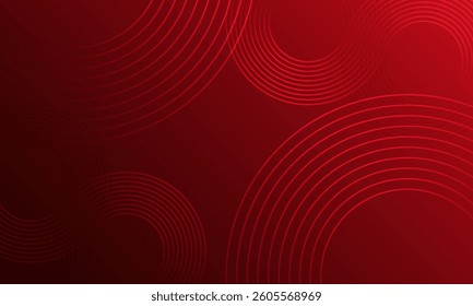 Abstract red background with glowing curve lines. Modern shiny red gradient geometric circle lines pattern. Futuristic concept. Suit for banner, brochure, poster, presentation, cover, website
