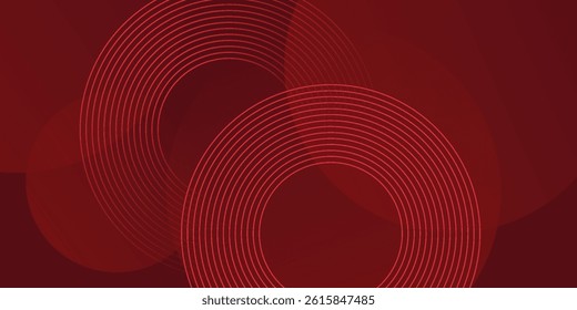 Abstract red background with glowing curve lines. Modern shiny red gradient geometric circle lines pattern. Futuristic concept. Suit for banner, brochure,