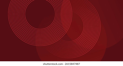 Abstract red background with glowing curve lines. Modern shiny red gradient geometric circle lines pattern. Futuristic concept. Suit for banner, brochure,