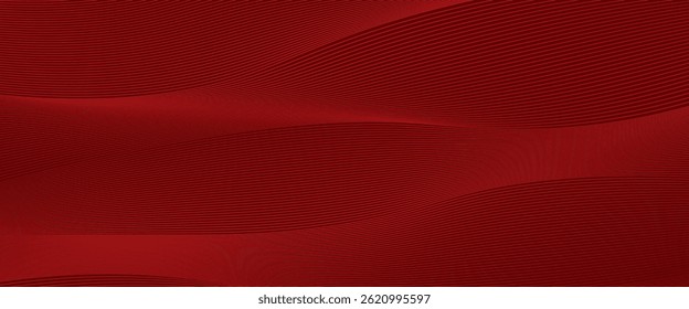 Fundo vermelho abstrato com linhas de curva brilhantes. Padrão moderno de linhas de círculo geométrico gradiente vermelho brilhante. Conceito futurista. Terno para banner, brochura, cartaz, apresentação