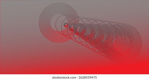 Fondo rojo Abstractas con líneas de curva brillantes. Modelo geométrico rojo brillante moderno de las líneas del círculo. Concepto futurista. EPS 10