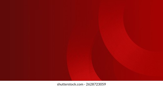 Abstract red background with glowing curve lines. Modern shiny red gradient geometric circle lines pattern. Futuristic concept. Vector Illustration