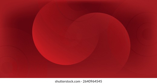 Abstract red background with glowing curve lines. Modern shiny red gradient geometric circle lines pattern. Futuristic concept.