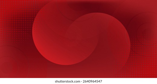 Abstract red background with glowing curve lines. Modern shiny red gradient geometric circle lines pattern. Futuristic concept.