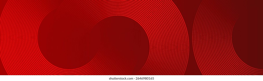 Abstract red background with glowing curve lines. Modern shiny red gradient geometric circle lines pattern. Futuristic concept. Modern trendy dsign in Vector Illustration