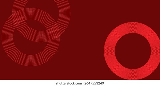 Abstract red background with glowing curve lines. Modern shiny red gradient geometric circle lines pattern. Futuristic concept. vector ilustration