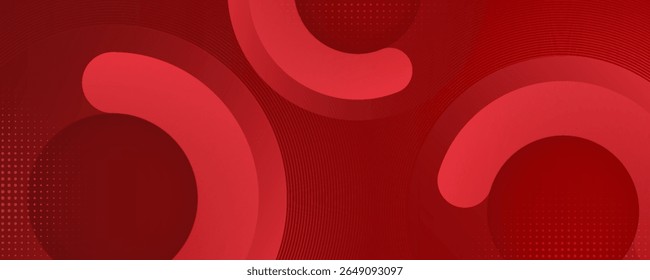 Abstract red background with glowing curve lines.