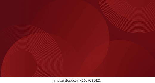 Abstract red background with glowing curve lines. Modern shiny red gradient geometric circle lines pattern. Futuristic concept. Suit for banner, brochure,