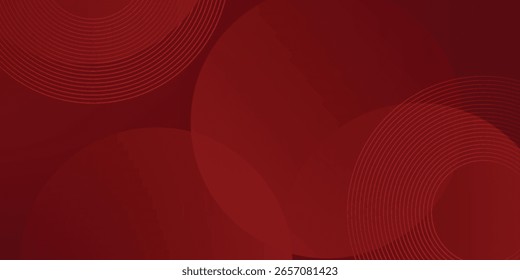 Fondo rojo Abstractas con líneas de curva brillantes. Modelo geométrico rojo brillante moderno de las líneas del círculo. Concepto futurista. Traje para el Anuncio, folleto,