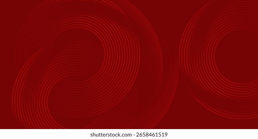 Fondo rojo Abstractas con líneas de curva brillantes. Modelo geométrico rojo brillante moderno de las líneas del círculo. Concepto futurista. Traje para el Anuncio, folleto, cartel, presentación, cubierta, Sitio web