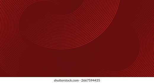 Abstract red background with glowing curve lines. Modern shiny red gradient geometric circle lines pattern. Futuristic concept. Suit for banner, brochure, poster, presentation, cover, website