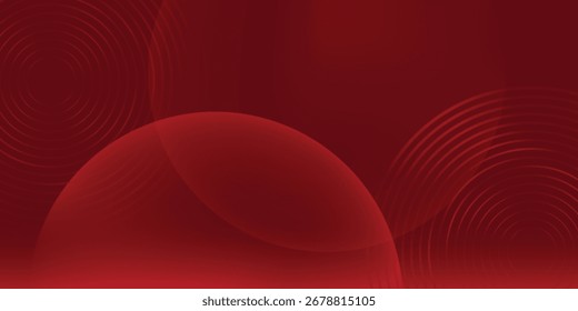 Abstract red background with glowing curve lines. Modern shiny red gradient geometric circle lines pattern. Futuristic concept.