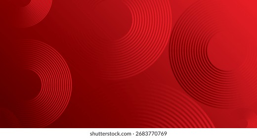 Abstract red background with glowing curve lines. Modern shiny red gradient geometric circle lines pattern. Futuristic concept. Suit for banner, brochure, poster, presentation