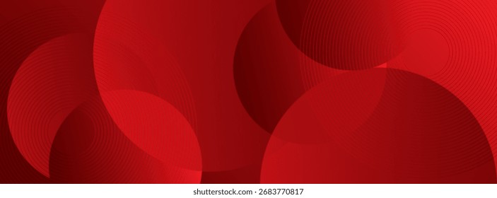 Abstract red background with glowing curve lines. Modern shiny red gradient geometric circle lines pattern. Futuristic concept. Suit for banner, brochure,