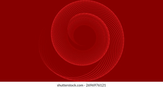 Fondo rojo Abstractas con líneas de curva brillantes. Modelo geométrico rojo brillante moderno de las líneas del círculo. Concepto futurista. Traje para el Anuncio, folleto, cartel, presentación, cubierta, Sitio web