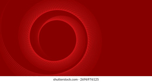 Fondo rojo Abstractas con líneas de curva brillantes. Modelo geométrico rojo brillante moderno de las líneas del círculo. Concepto futurista. Traje para el Anuncio, folleto, cartel, presentación, cubierta, Sitio web