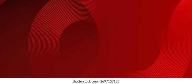 Abstract red background with glowing curve lines. Modern creative trendy design in vector illustration