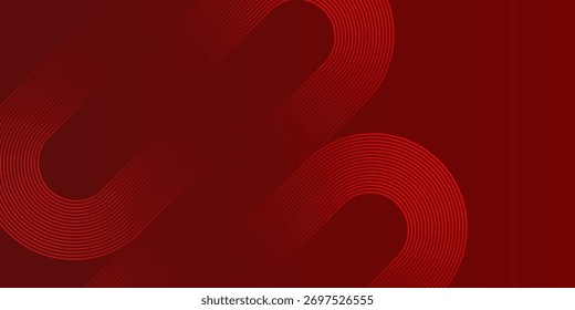 Abstract red background with glowing curve lines. Modern shiny red gradient geometric circle lines pattern. Futuristic concept. Suit for banner, web, poster, pamflet, brochure and presentation