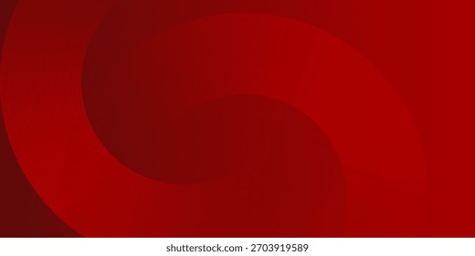 Fundo vermelho abstrato com linhas de curva brilhantes. Padrão moderno de linhas de círculo geométrico gradiente vermelho brilhante. Conceito futurista. Terno para banner, brochura, cartaz, apresentação, capa, site