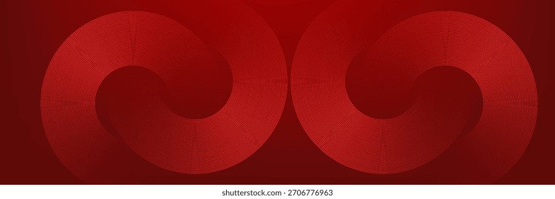 Fondo rojo Abstractas con líneas de curva brillantes. Modelo geométrico rojo brillante moderno de las líneas del círculo. Concepto futurista. Traje para el Anuncio, folleto, cartel, presentación, cubierta, Sitio web