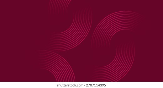 Fondo rojo Abstractas con líneas de curva brillantes. Modelo geométrico rojo brillante moderno de las líneas del círculo. Concepto futurista. Traje para el Anuncio, folleto,