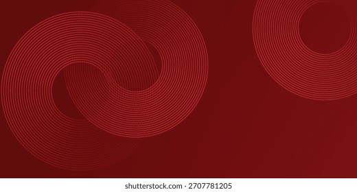 Fondo rojo Abstractas con líneas de curva brillantes. Modelo geométrico rojo brillante moderno de las líneas del círculo. Concepto futurista. ilustración de Vector