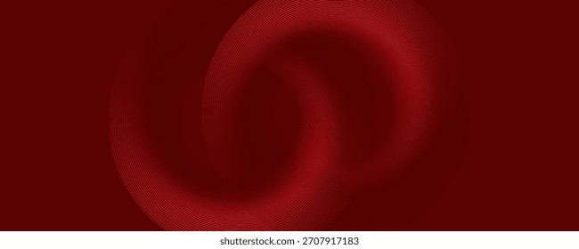 Fondo rojo Abstractas con líneas de curva brillantes. Modelo geométrico rojo brillante moderno de las líneas del círculo. Concepto futurista. Traje para el Anuncio, folleto, cartel, presentación, cubierta, Sitio web