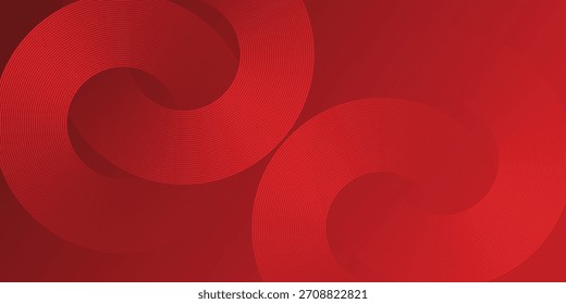 Abstract red background with glowing curve lines. Modern shiny red gradient geometric circle lines pattern. Futuristic concept. Suit for banner, brochure, poster, presentation, cover, website