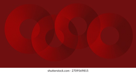 Fondo rojo Abstractas con líneas de curva brillantes. Modelo geométrico rojo brillante moderno de las líneas del círculo. Concepto futurista. Traje para el Anuncio, folleto,