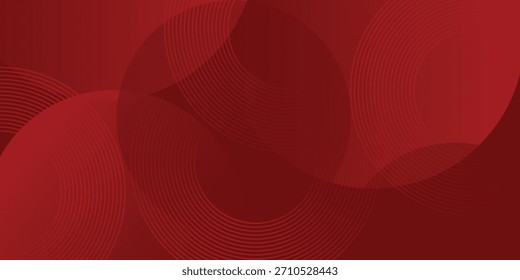 Abstrakter roter Hintergrund mit leuchtenden Kurvenlinien. Modernes Muster von geometrischen Kreislinien mit glänzendem rotem Farbverlauf. Futuristisches Konzept.