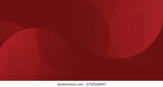 Abstract red background with glowing curve lines. Modern shiny red gradient geometric circle lines pattern. Futuristic concept.