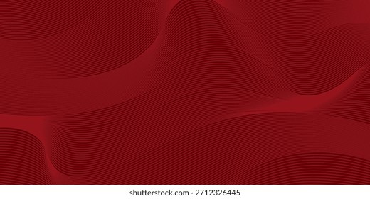 Abstract red background with glowing curve lines. Modern shiny red gradient geometric circle lines pattern. Futuristic concept. Suit for banner, brochure, poster, presentation