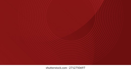 Abstract red background with glowing curve lines. Modern shiny red gradient geometric circle lines pattern. Futuristic concept.