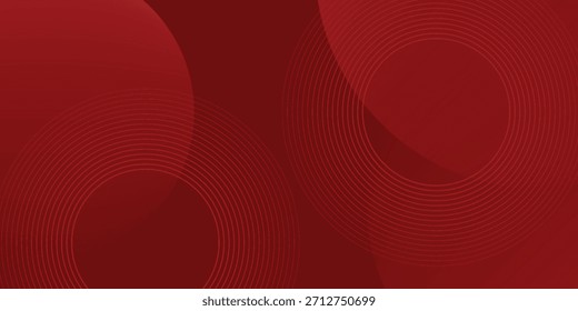 Fondo rojo Abstractas con líneas de curva brillantes. Modelo geométrico rojo brillante moderno de las líneas del círculo. Concepto futurista.