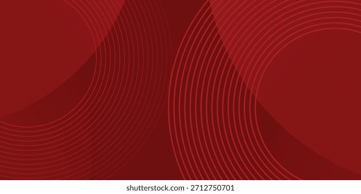 Abstract red background with glowing curve lines. Modern shiny red gradient geometric circle lines pattern. Futuristic concept.