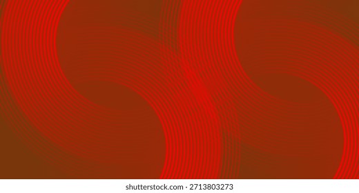 Abstract red background with glowing curve lines. Modern shiny red gradient geometric circle lines pattern. Futuristic concept.