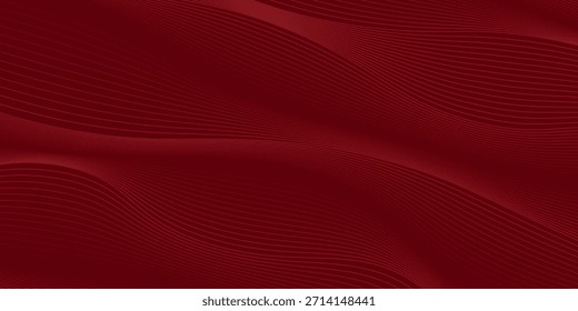 Abstract red background with glowing curve lines. Modern shiny red gradient geometric circle lines pattern. Futuristic concept. Suit for banner, brochure, poster, presentation